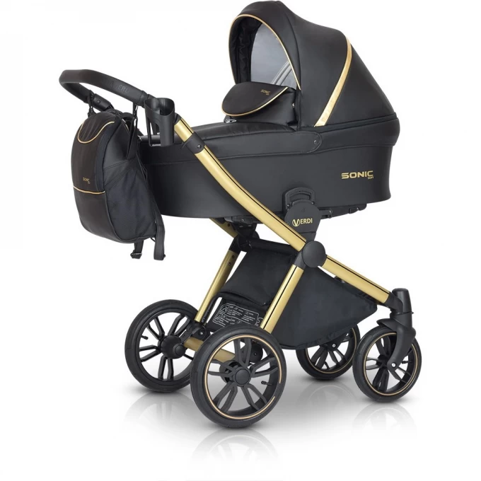Коляска VERDI Babies Sonic Plus 3 в 1, цвет Soft 7 Черный с золотом 2020000004318 Коляска VERDI Babies Sonic Plus 3 в 1, цвет Soft 7 Черный с золотом 2020000004318
