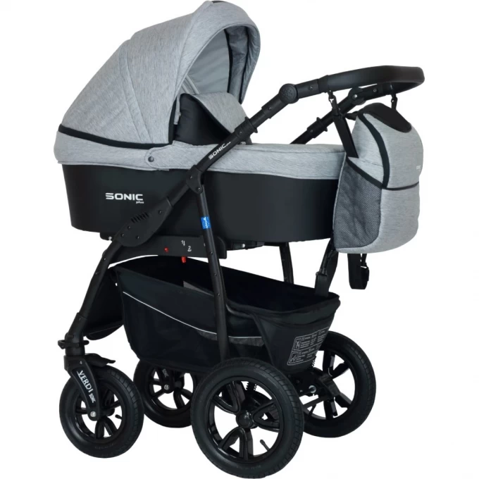 Коляска VERDI Babies Sonic Plus 3 в 1, верх светло серая текстура льна, низ черный 2020000002277 Коляска VERDI Babies Sonic Plus 3 в 1, верх светло серая текстура льна, низ черный 2020000002277