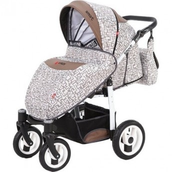 Коляска VERDI Smart 3 в 1, светлая с темно бежевым узором